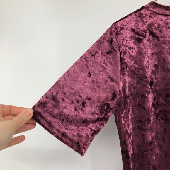 B. young Purple crushed velvet bodycon high neck tube dress short sleeves - Picture 13 of 16